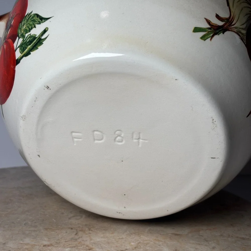 Vintage Ceramic Vegetable Soup Tureen Lidded Bean Pot Brown Cream 6-Handle Large